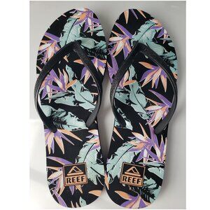Reef Bliss-Full Paradise Tropical Glitter Thong Flip-Flops Sandals Size 9